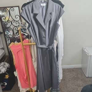 Calvin Klein Gray Button-Down Dress